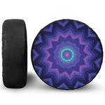 Purple And Blue Kaleidoscope Print Leather Spare Tire Cover