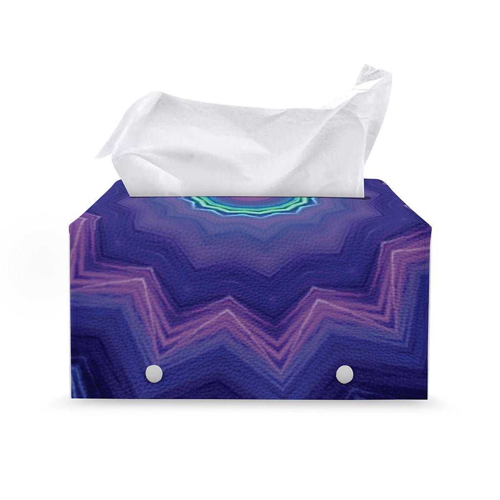 Purple And Blue Kaleidoscope Print Leather Tissue Box Cover