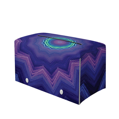 Purple And Blue Kaleidoscope Print Leather Tissue Box Cover