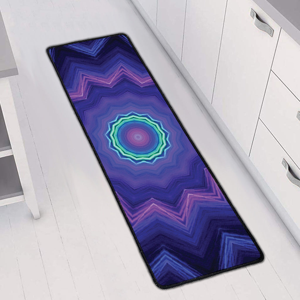 Purple And Blue Kaleidoscope Print Long Kitchen Mat