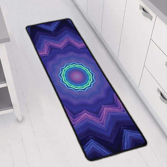 Purple And Blue Kaleidoscope Print Long Kitchen Mat