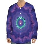 Purple And Blue Kaleidoscope Print Long Sleeve Baseball Jersey
