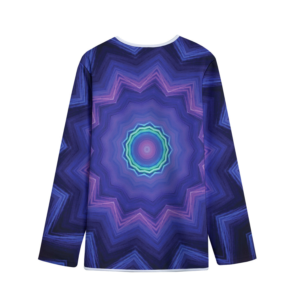 Purple And Blue Kaleidoscope Print Long Sleeve Short Coat