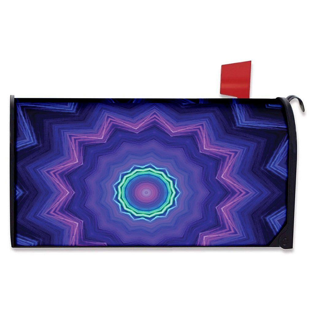 Purple And Blue Kaleidoscope Print Mailbox Cover