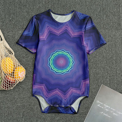 Purple And Blue Kaleidoscope Print Men's Bodysuit