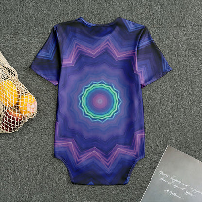 Purple And Blue Kaleidoscope Print Men's Bodysuit