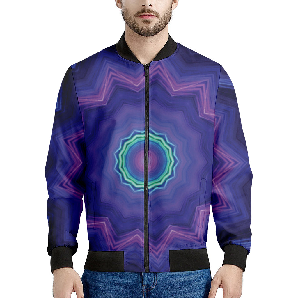 Purple And Blue Kaleidoscope Print Men's Bomber Jacket
