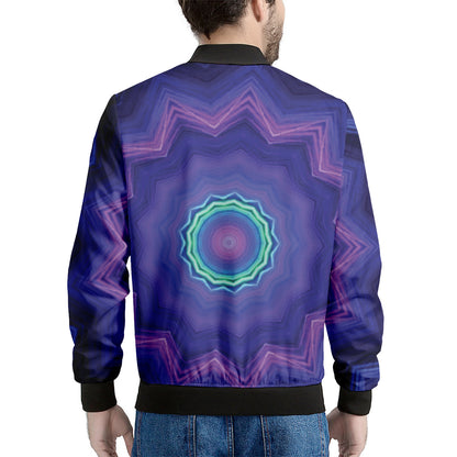 Purple And Blue Kaleidoscope Print Men's Bomber Jacket