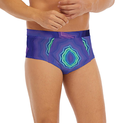 Purple And Blue Kaleidoscope Print Men's Briefs