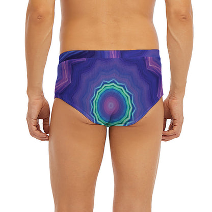 Purple And Blue Kaleidoscope Print Men's Briefs