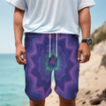 Purple And Blue Kaleidoscope Print Men's Cargo Shorts
