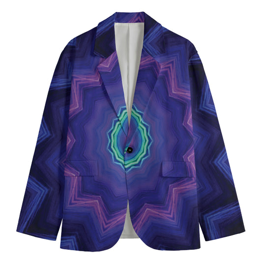 Purple And Blue Kaleidoscope Print Men's Cotton Blazer