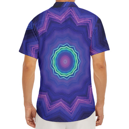 Purple And Blue Kaleidoscope Print Men's Deep V-Neck Shirt
