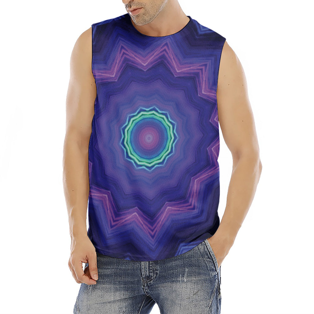 Purple And Blue Kaleidoscope Print Men's Fitness Tank Top