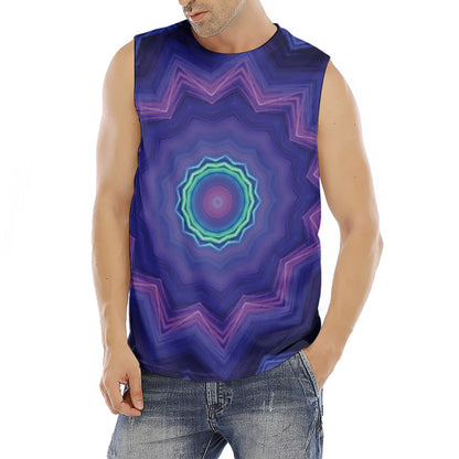 Purple And Blue Kaleidoscope Print Men's Fitness Tank Top