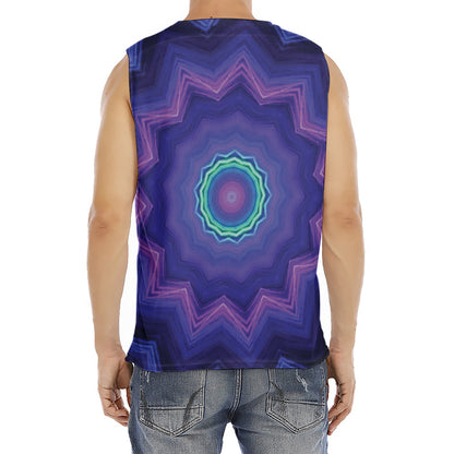Purple And Blue Kaleidoscope Print Men's Fitness Tank Top