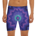 Purple And Blue Kaleidoscope Print Men's Long Boxer Briefs