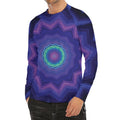 Purple And Blue Kaleidoscope Print Men's Long Sleeve Rash Guard