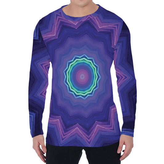 Purple And Blue Kaleidoscope Print Men's Long Sleeve T-Shirt