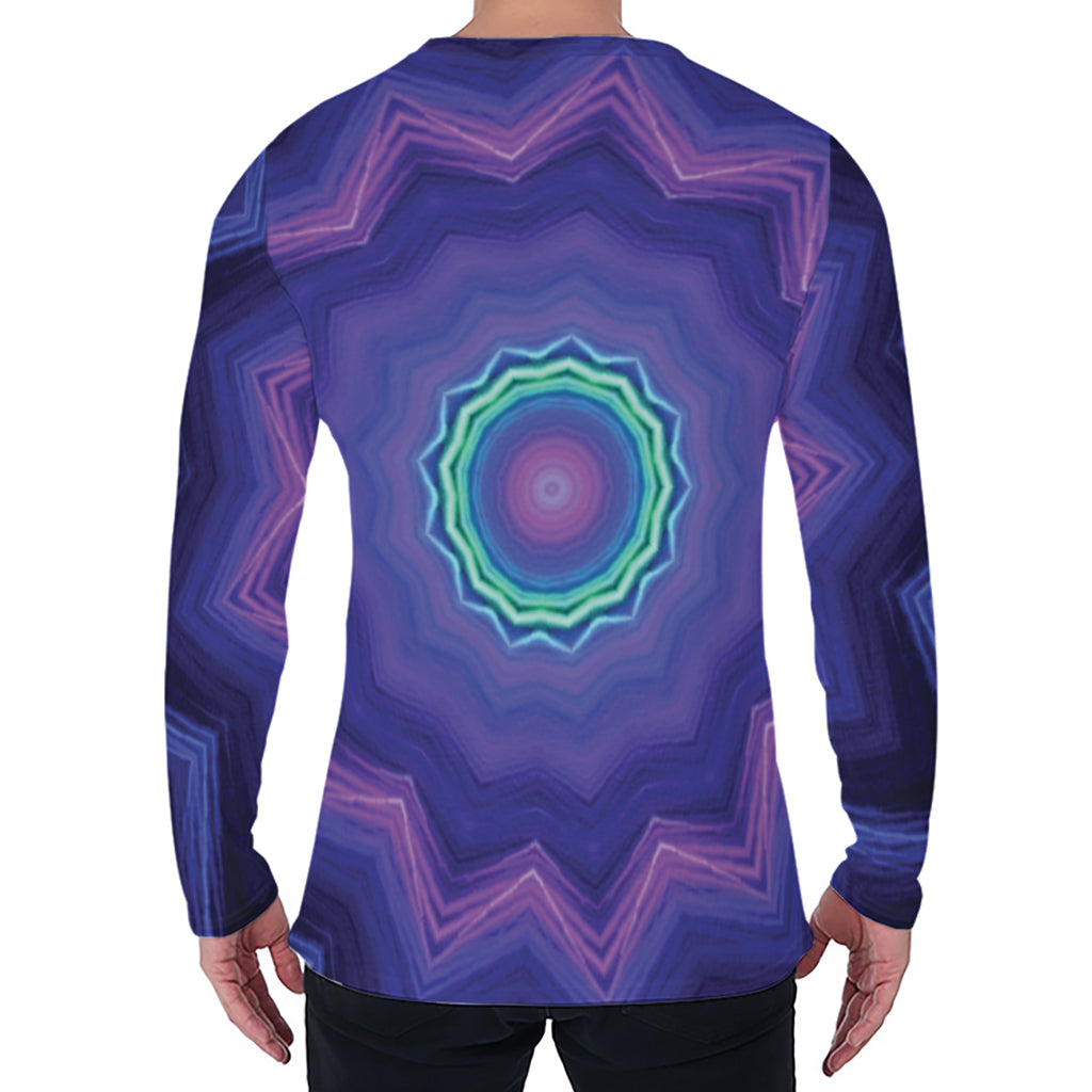Purple And Blue Kaleidoscope Print Men's Long Sleeve T-Shirt