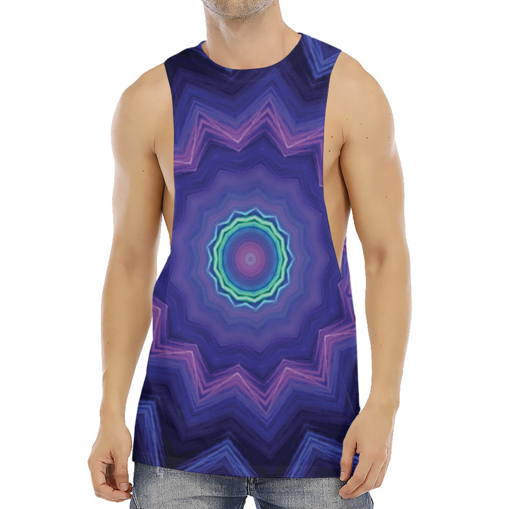 Purple And Blue Kaleidoscope Print Men's Muscle Tank Top