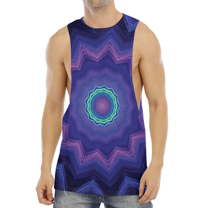 Purple And Blue Kaleidoscope Print Men's Muscle Tank Top