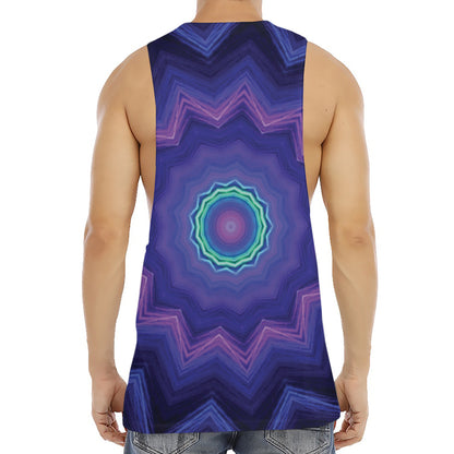 Purple And Blue Kaleidoscope Print Men's Muscle Tank Top