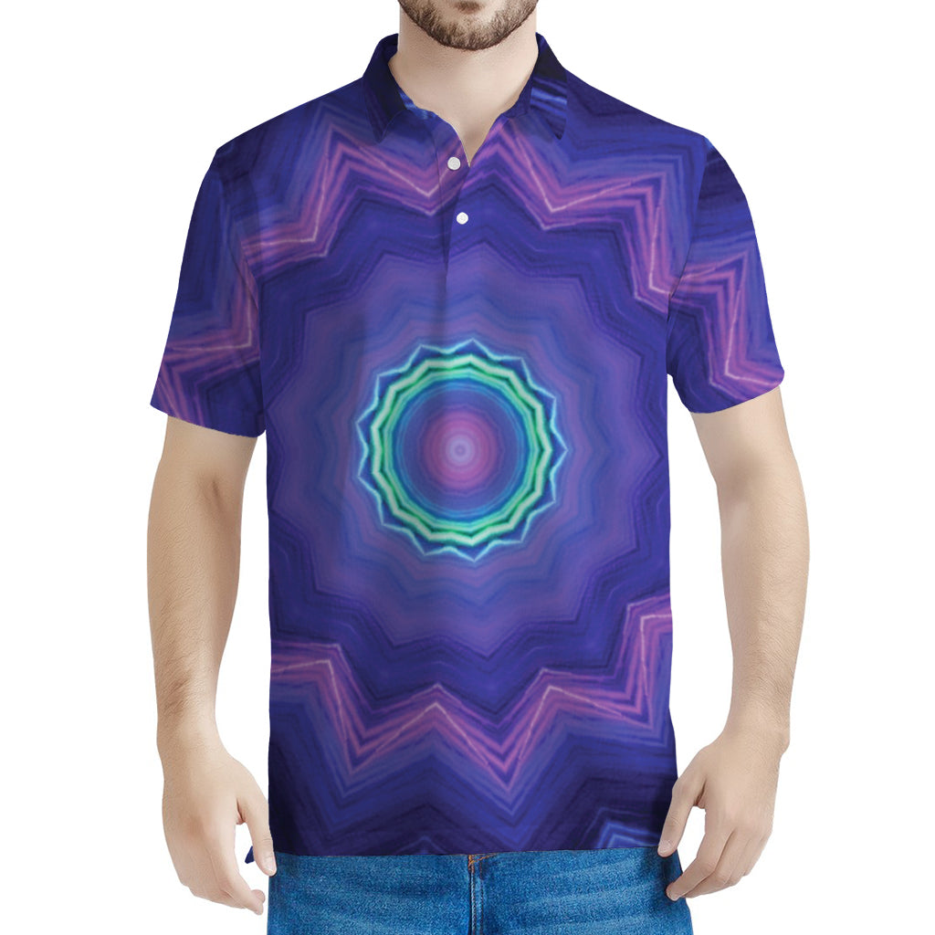 Purple And Blue Kaleidoscope Print Men's Polo Shirt