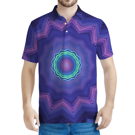 Purple And Blue Kaleidoscope Print Men's Polo Shirt
