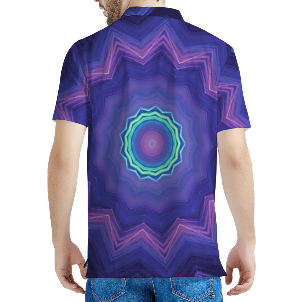 Purple And Blue Kaleidoscope Print Men's Polo Shirt