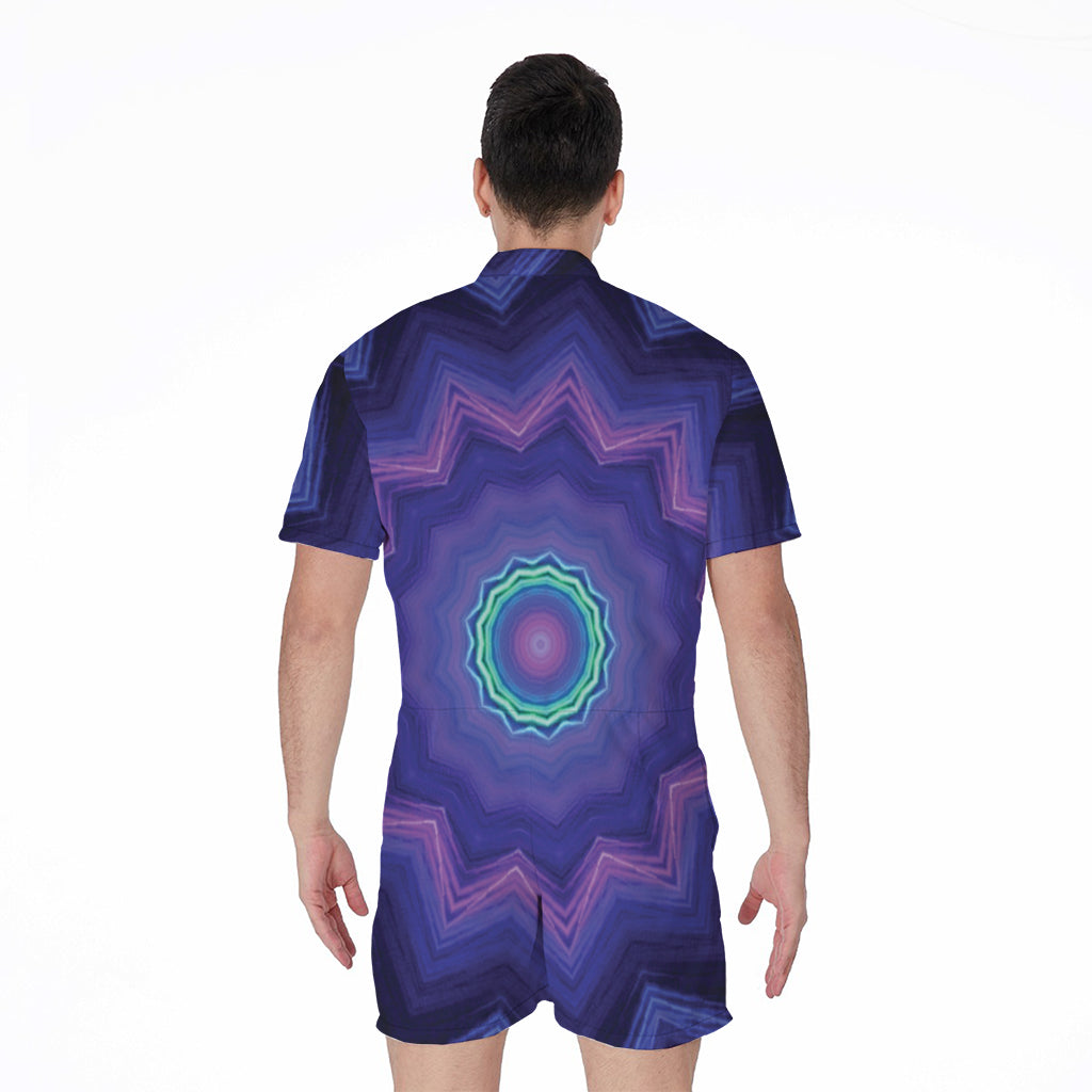 Purple And Blue Kaleidoscope Print Men's Rompers