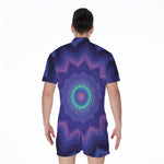 Purple And Blue Kaleidoscope Print Men's Rompers