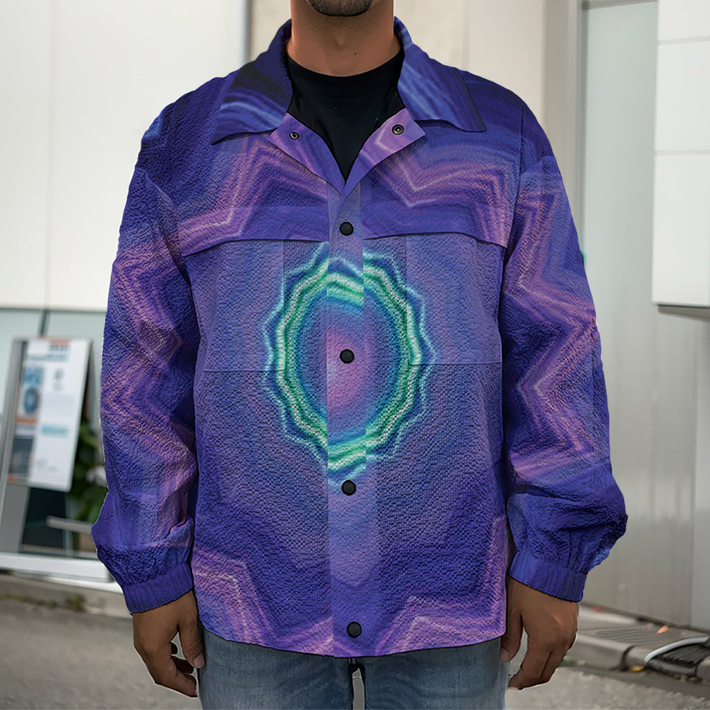 Purple And Blue Kaleidoscope Print Men's Shirt Jacket