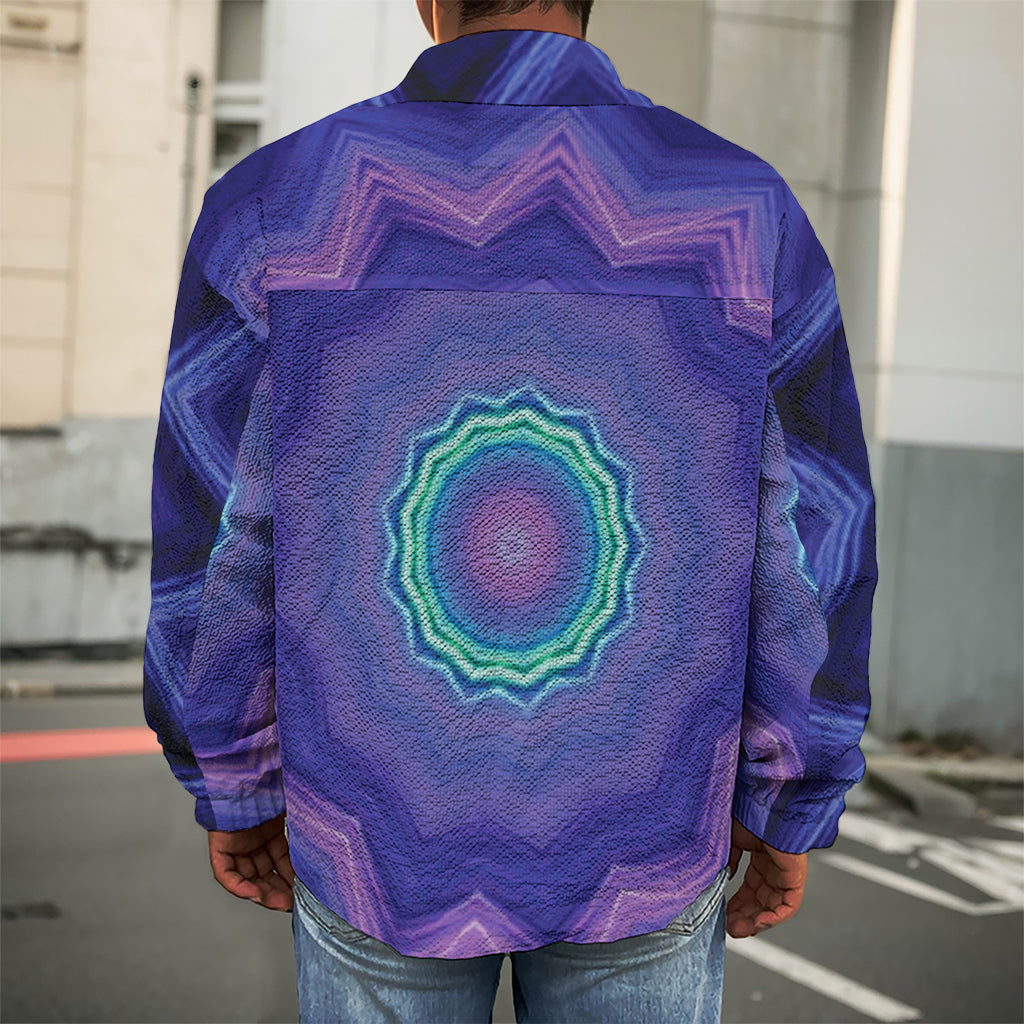 Purple And Blue Kaleidoscope Print Men's Shirt Jacket