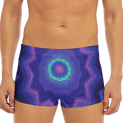Purple And Blue Kaleidoscope Print Men's Short Boxer Briefs