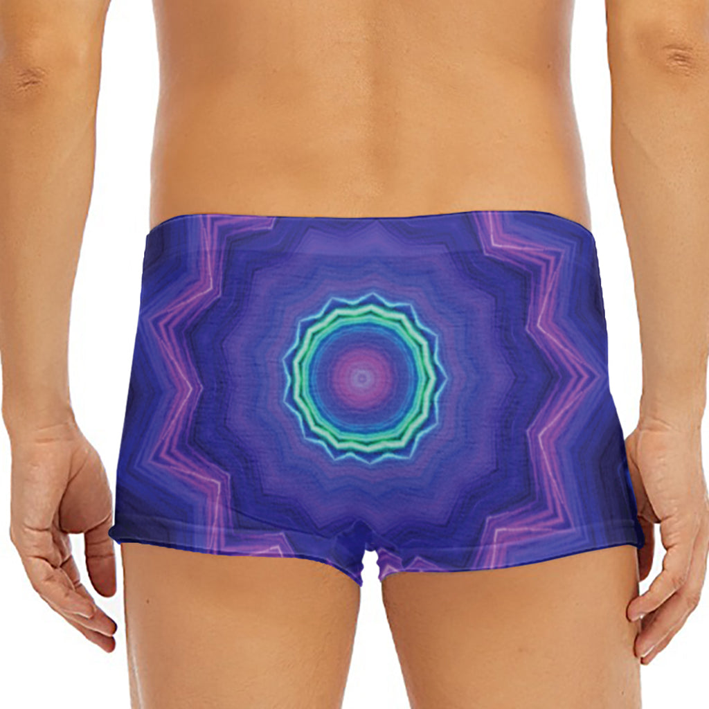 Purple And Blue Kaleidoscope Print Men's Short Boxer Briefs