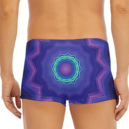 Purple And Blue Kaleidoscope Print Men's Short Boxer Briefs
