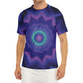 Purple And Blue Kaleidoscope Print Men's Short Sleeve Rash Guard
