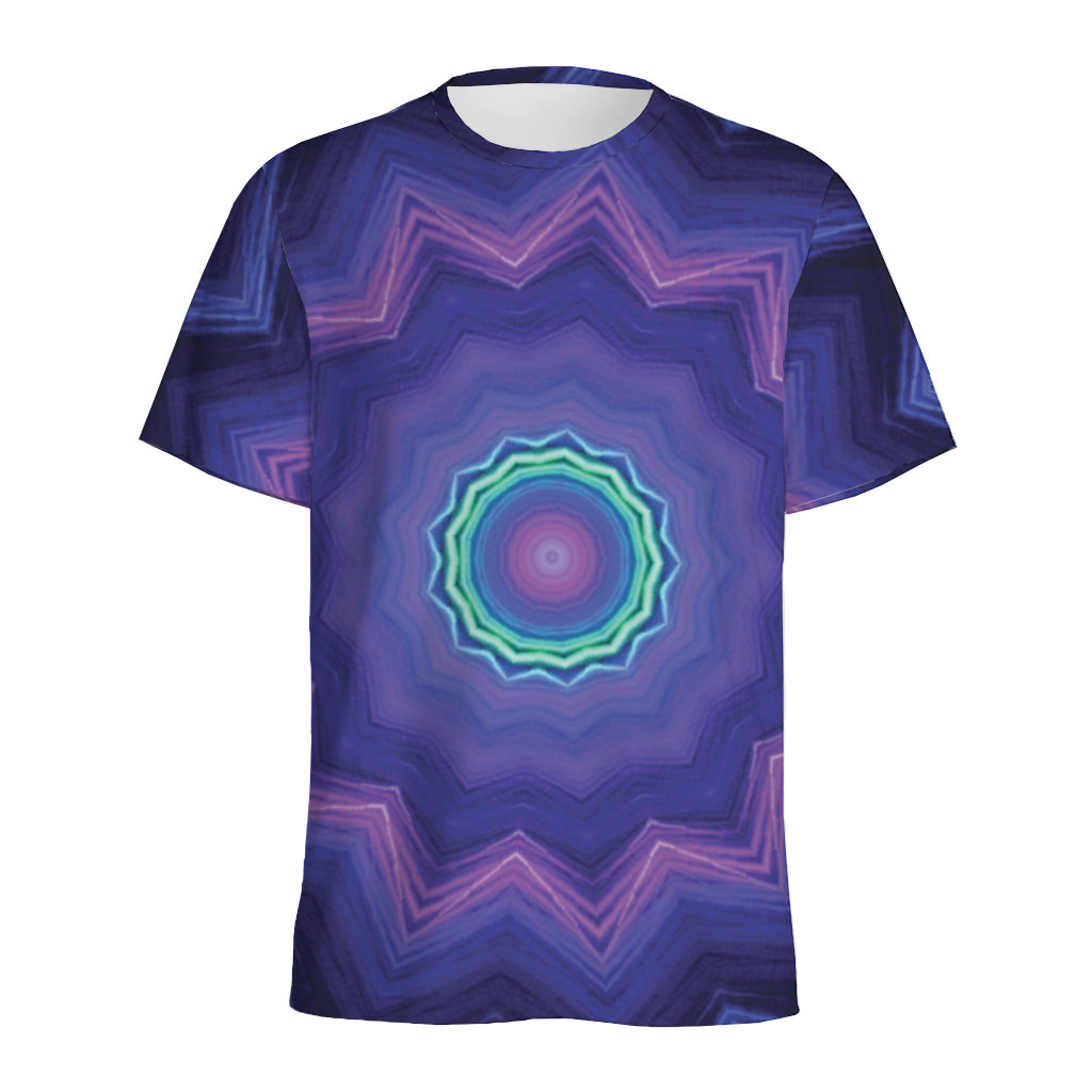 Purple And Blue Kaleidoscope Print Men's Sports T-Shirt