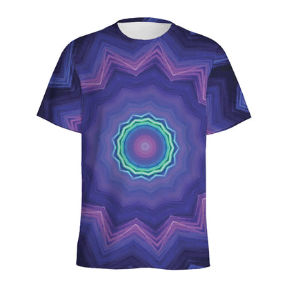 Purple And Blue Kaleidoscope Print Men's Sports T-Shirt