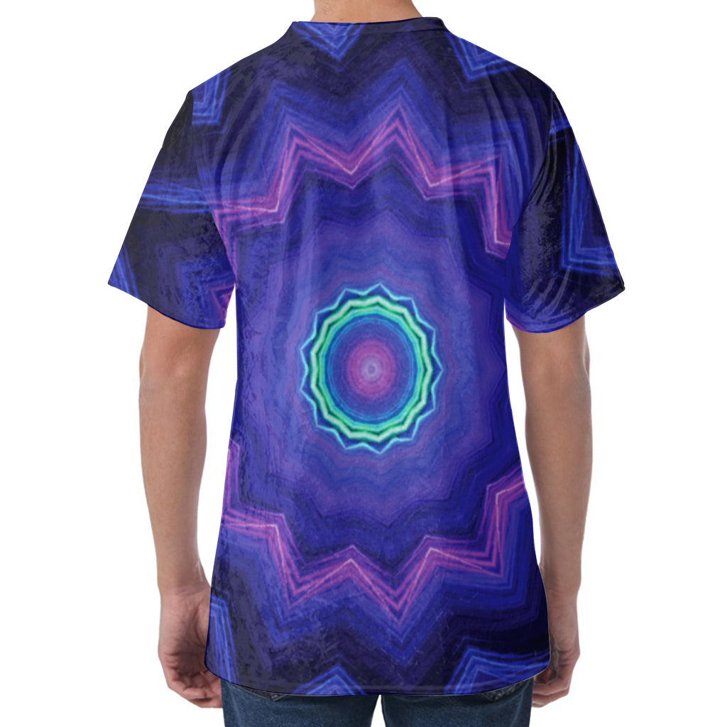 Purple And Blue Kaleidoscope Print Men's Velvet T-Shirt