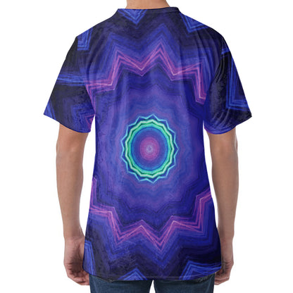 Purple And Blue Kaleidoscope Print Men's Velvet T-Shirt