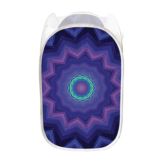 Purple And Blue Kaleidoscope Print Mesh Laundry Hamper