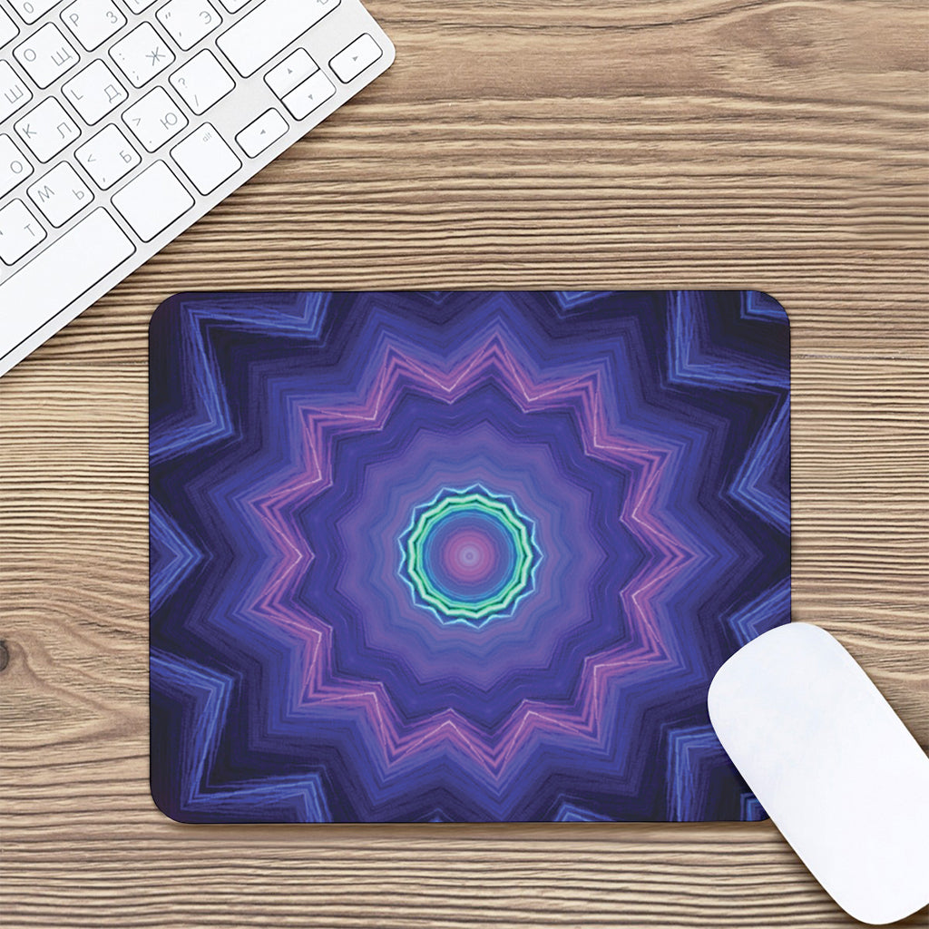 Purple And Blue Kaleidoscope Print Mouse Pad