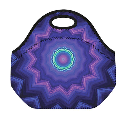 Purple And Blue Kaleidoscope Print Neoprene Lunch Bag
