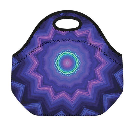 Purple And Blue Kaleidoscope Print Neoprene Lunch Bag