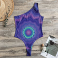 Purple And Blue Kaleidoscope Print One Shoulder Bodysuit