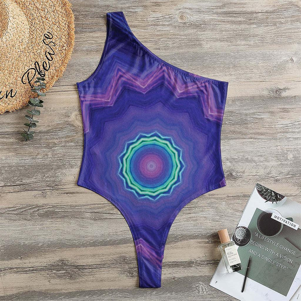 Purple And Blue Kaleidoscope Print One Shoulder Bodysuit