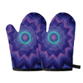 Purple And Blue Kaleidoscope Print Oven Mitts