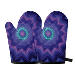 Purple And Blue Kaleidoscope Print Oven Mitts